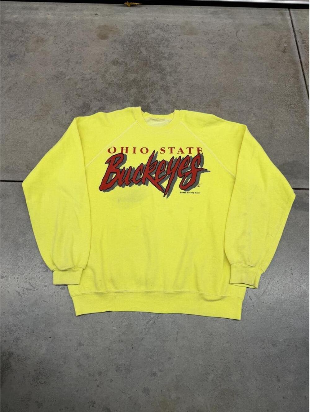 vintage ohio state buckeyes collegiate made in usa yellow crewneck large